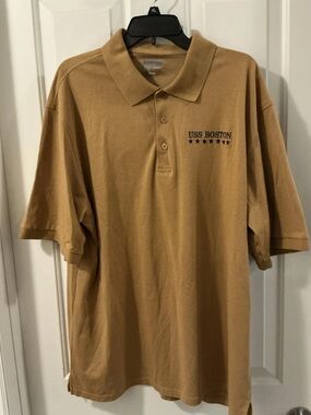 USS BOSTON Golf Polo Gold Zorrel Brand Size XXL EUC